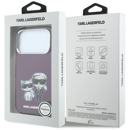 MagSafe Case for Apple iPhone 18 Pro Max / 17 Pro Max, Karl Lagerfeld, IML KC Bodies Sketch Print, Burgundy