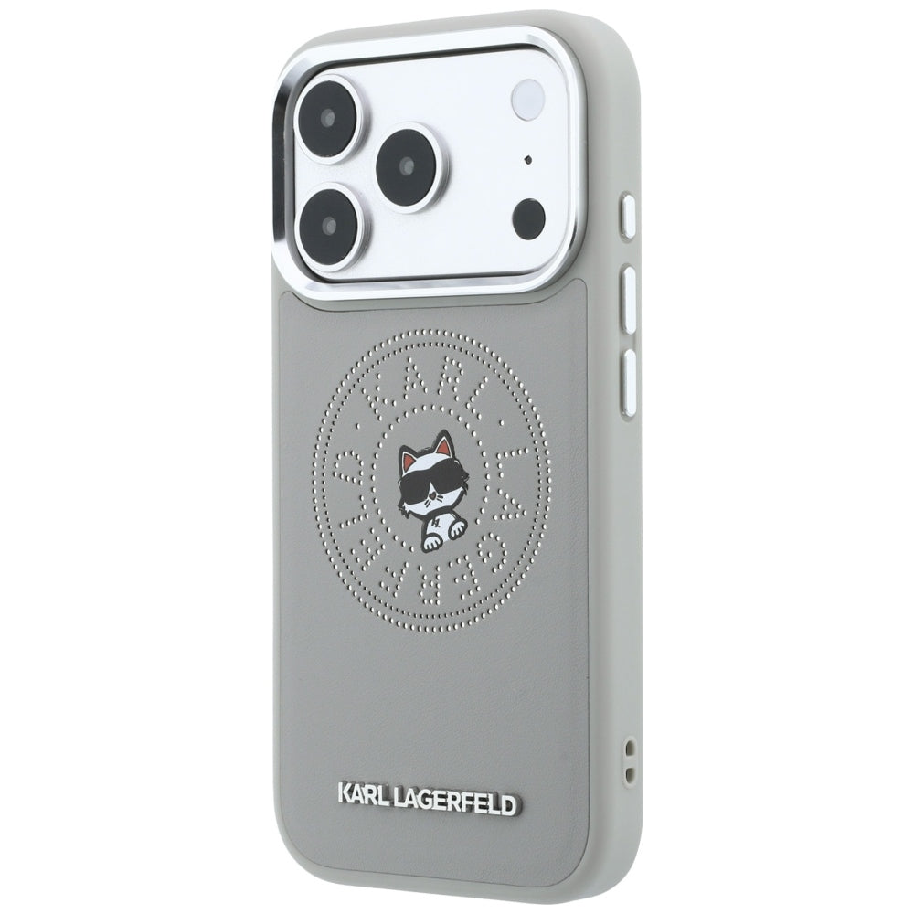 MagSafe Case for Apple iPhone 18 Pro Max / 17 Pro Max, Karl Lagerfeld, Point and Choupette Sketch, Gray