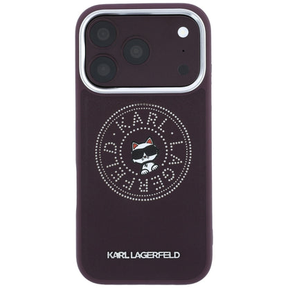 MagSafe Case for Apple iPhone 18 Pro Max / 17 Pro Max, Karl Lagerfeld, Point and Choupette Sketch, Burgundy