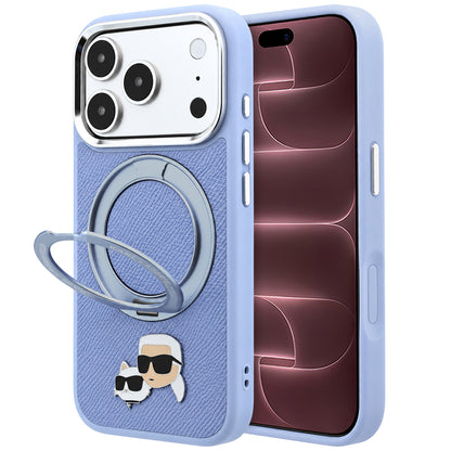 MagSafe Case for Apple iPhone 18 Pro Max / 17 Pro Max, Karl Lagerfeld, Ring Stand 360 Karl & Choupette Pin, Blue
