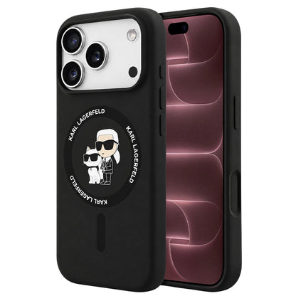 MagSafe Case for Apple iPhone 18 Pro Max / 17 Pro Max, Karl Lagerfeld, Silicone Ring Karl & Choupette, Black