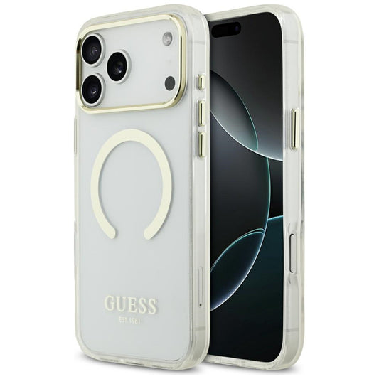 MagSafe Case for Apple iPhone 18 Pro Max, Guess, Metal Outline, Gold