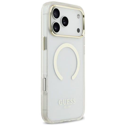 MagSafe Case for Apple iPhone 18 Pro Max, Guess, Metal Outline, Gold