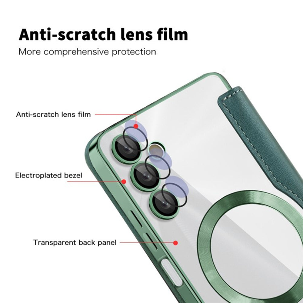 MagSafe Case for Samsung Galaxy A05s A057, Techsuit, SmartMag Book, Green