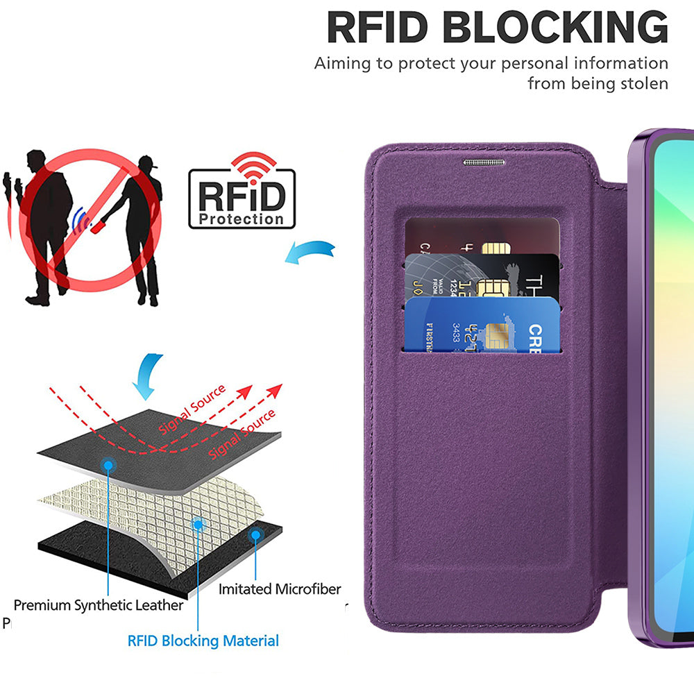 MagSafe Case for Samsung Galaxy A06 A065, Techsuit, SmartMag Book, Purple