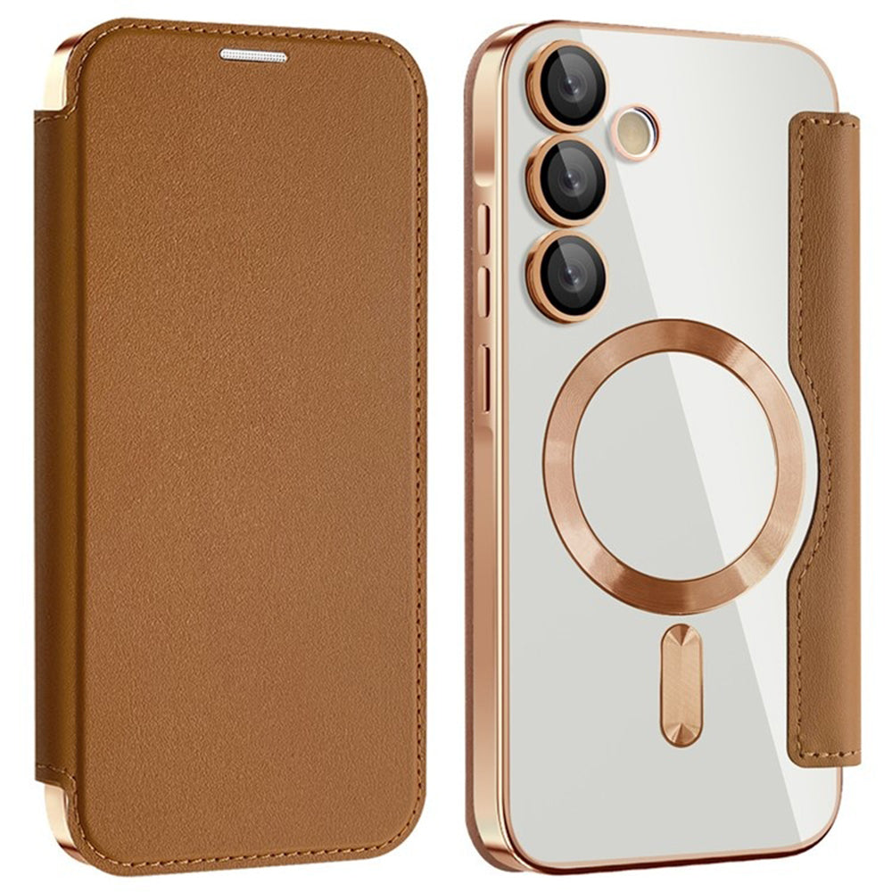 MagSafe Case for Samsung Galaxy A35 5G A356, Techsuit, SmartMag Book, Brown