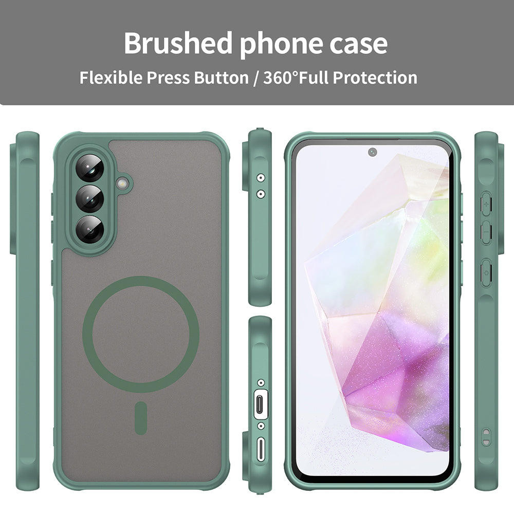 MagSafe Case for Samsung Galaxy A36 A366, Techsuit, HaloFrost II, Green