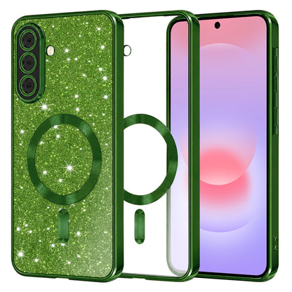 MagSafe Case for Samsung Galaxy A37 5G, Techsuit, Luxury Glitter, Dark Green