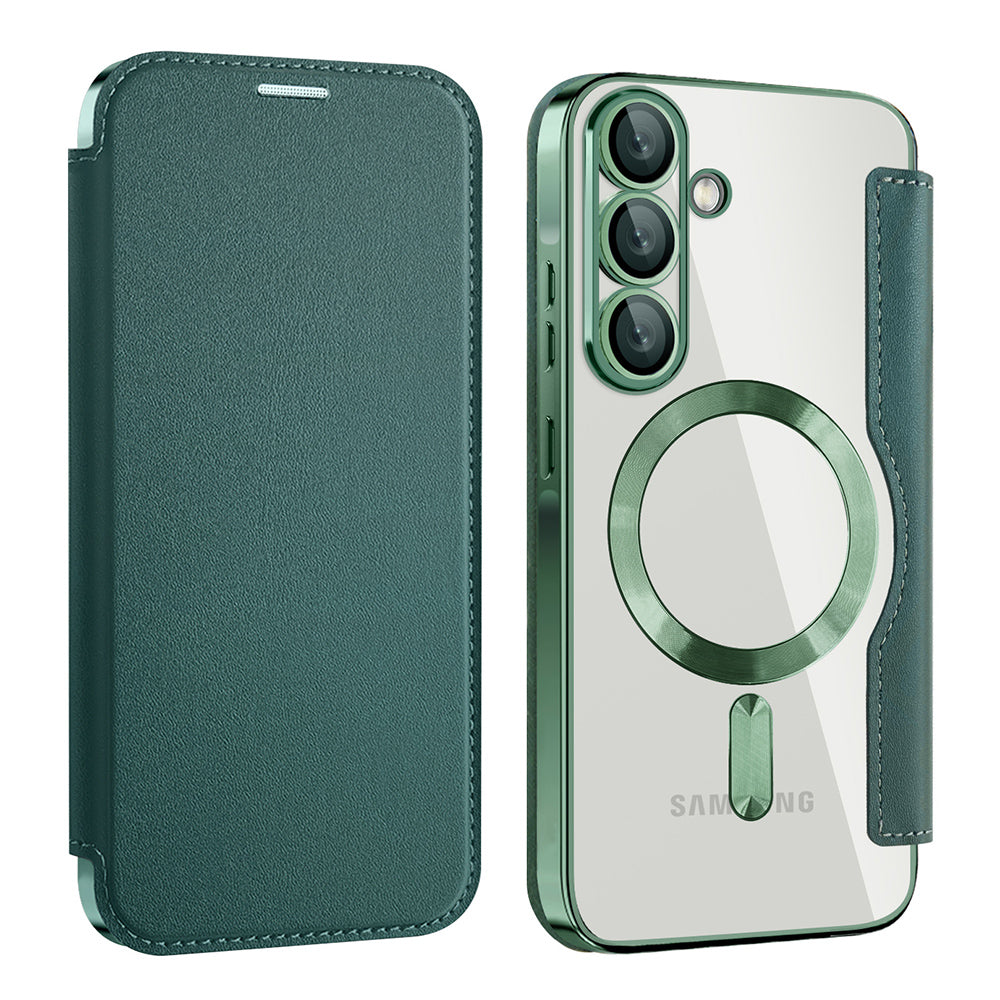 MagSafe Case for Samsung Galaxy A37 5G, Techsuit, SmartMag Book, Green