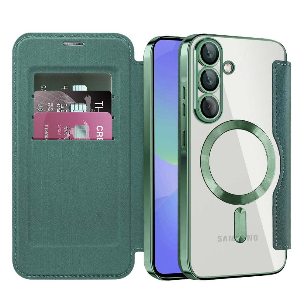 MagSafe Case for Samsung Galaxy A37 5G, Techsuit, SmartMag Book, Green