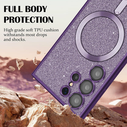 MagSafe Case for Samsung Galaxy A55 5G A556, Techsuit, Luxury Glitter, Light Purple