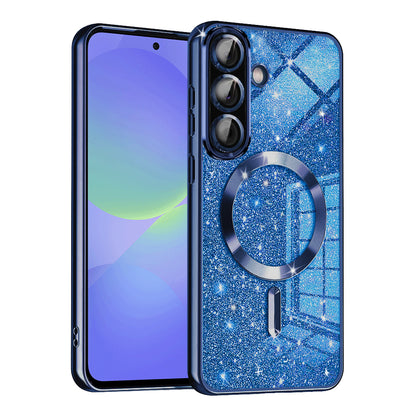 MagSafe Case for Samsung Galaxy A56 A566 / A36 A366, Techsuit, Luxury Glitter, Dark Blue