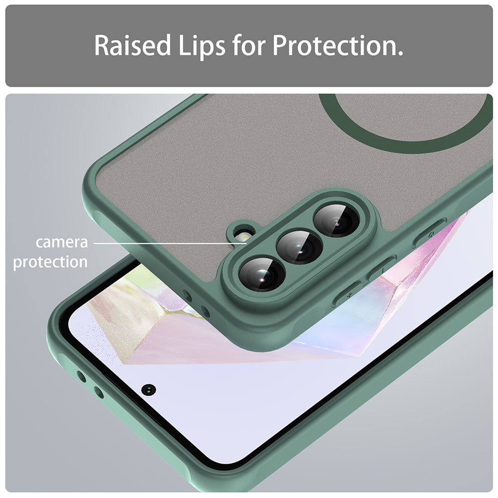 MagSafe Case for Samsung Galaxy A56 A566, Techsuit, HaloFrost II, Green