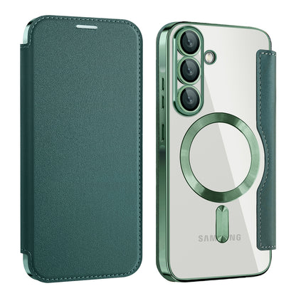 MagSafe Case for Samsung Galaxy A56 A566, Techsuit, SmartMag Book, Green