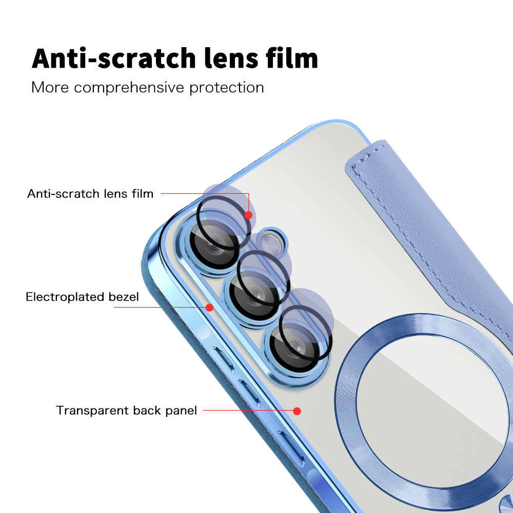 MagSafe Case for Samsung Galaxy A57 5G, Techsuit, SmartMag Book, Blue