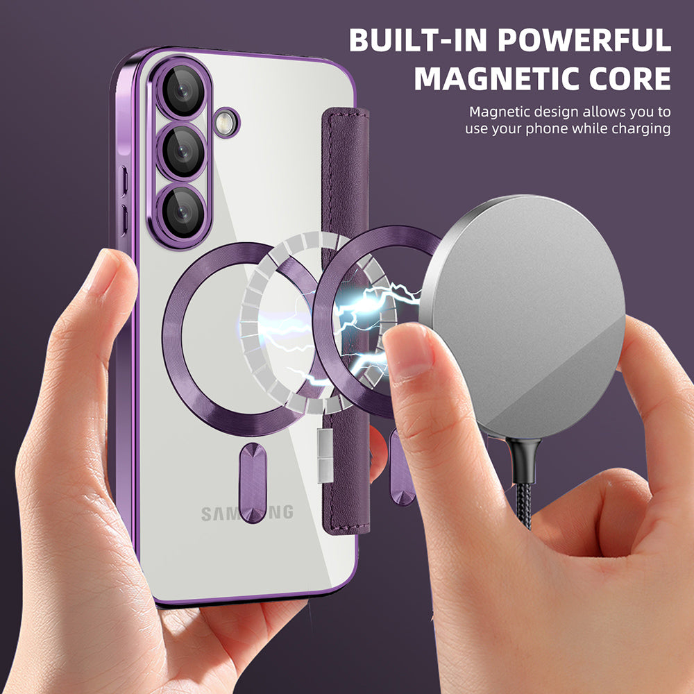 MagSafe Case for Samsung Galaxy A57 5G, Techsuit, SmartMag Book, Purple
