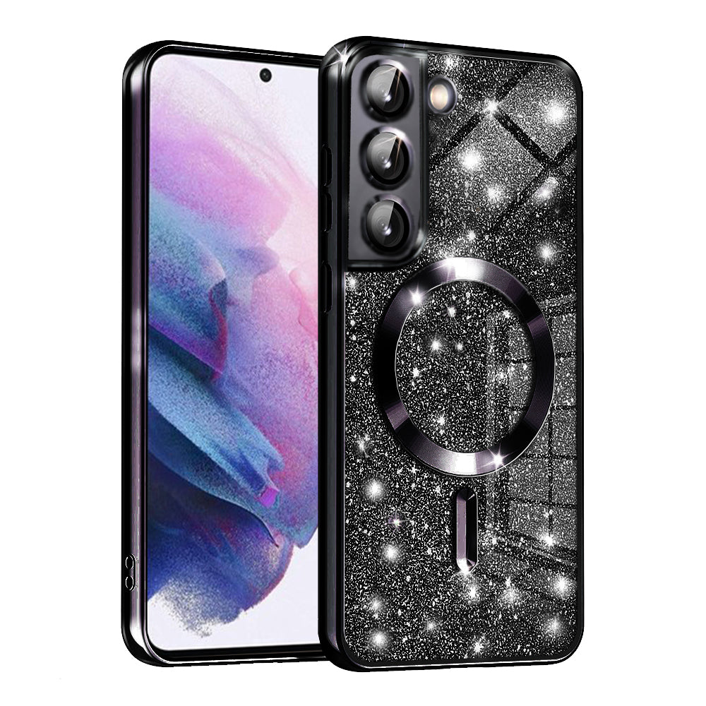 MagSafe Case for Samsung Galaxy S21 FE 5G G990, Techsuit, Luxury Glitter, Black