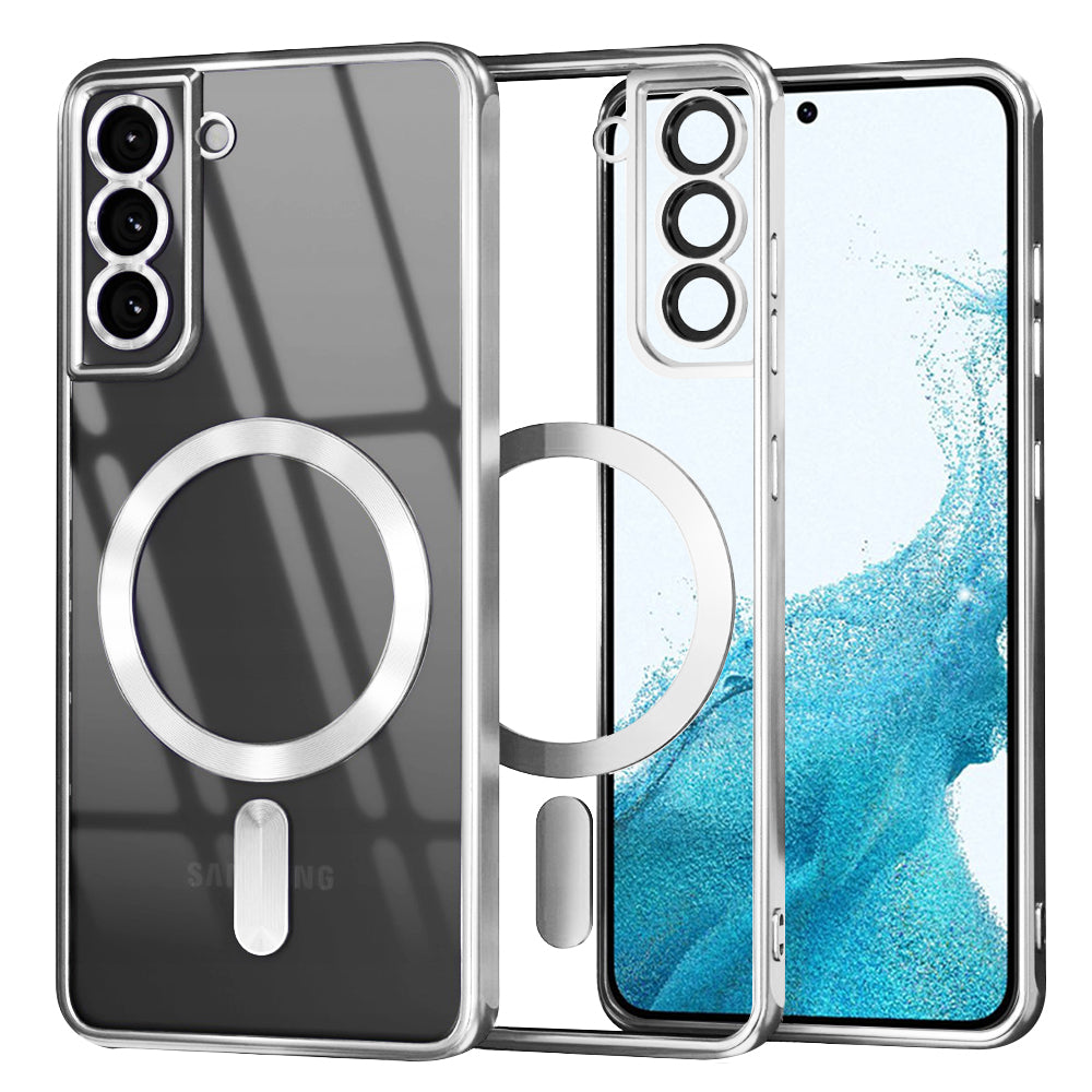 MagSafe Case for Samsung Galaxy S22 5G S901, Techsuit, Luxury Crystal, Silver