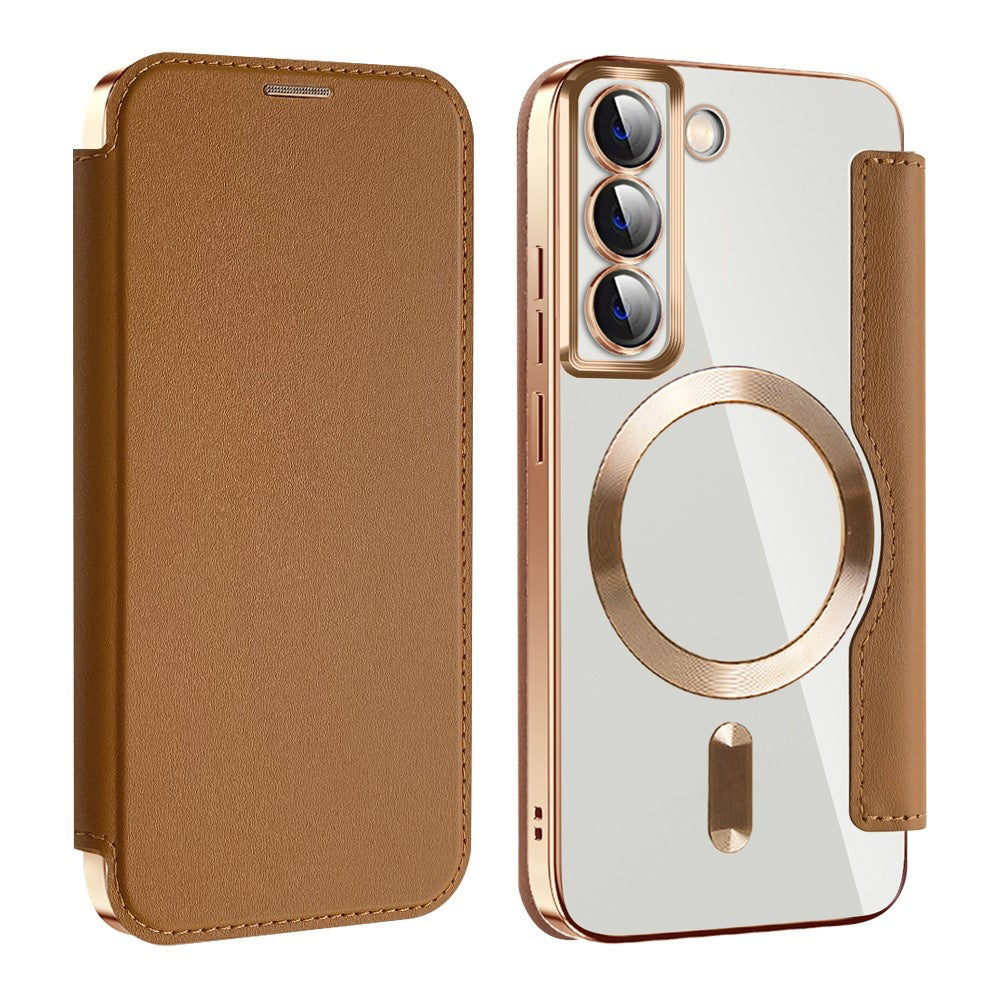 MagSafe Case for Samsung Galaxy S22 5G S901, Techsuit, SmartMag Book, Brown