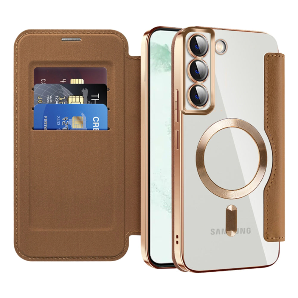 MagSafe Case for Samsung Galaxy S22+ 5G S906, Techsuit, SmartMag Book, Brown