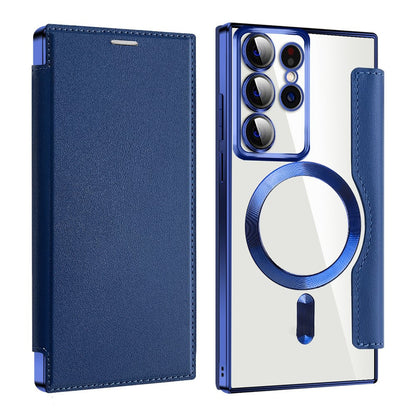 MagSafe Case for Samsung Galaxy S22 Ultra 5G S908, Techsuit, SmartMag Book, Blue