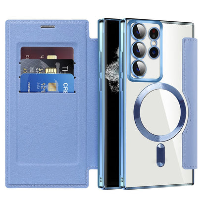 MagSafe Case for Samsung Galaxy S22 Ultra 5G S908, Techsuit, SmartMag Book, Blue