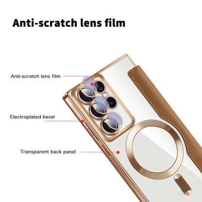 MagSafe Case for Samsung Galaxy S22 Ultra 5G S908, Techsuit, SmartMag Book, Brown