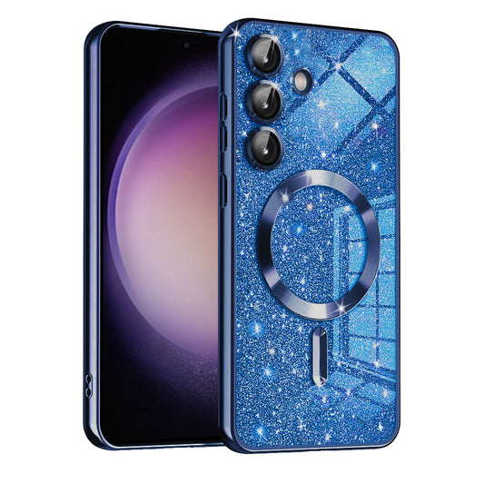 MagSafe Case for Samsung Galaxy S23 FE S711, Techsuit, Luxury Glitter, Dark Blue