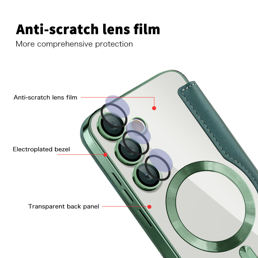 MagSafe Case for Samsung Galaxy S23 FE S711, Techsuit, SmartMag Book, Green