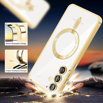 MagSafe Case for Samsung Galaxy S23 S911, Techsuit, Luxury Crystal, Gold