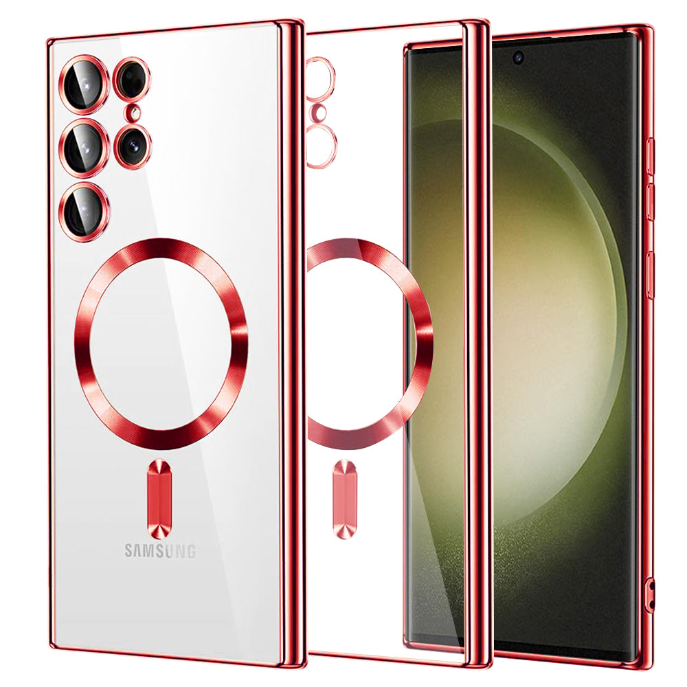 MagSafe Case for Samsung Galaxy S23 Ultra S918, Techsuit, Luxury Crystal, Red