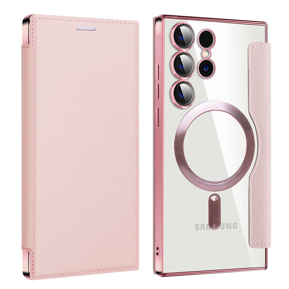 MagSafe Case for Samsung Galaxy S23 Ultra S918, Techsuit, SmartMag Book, Pink