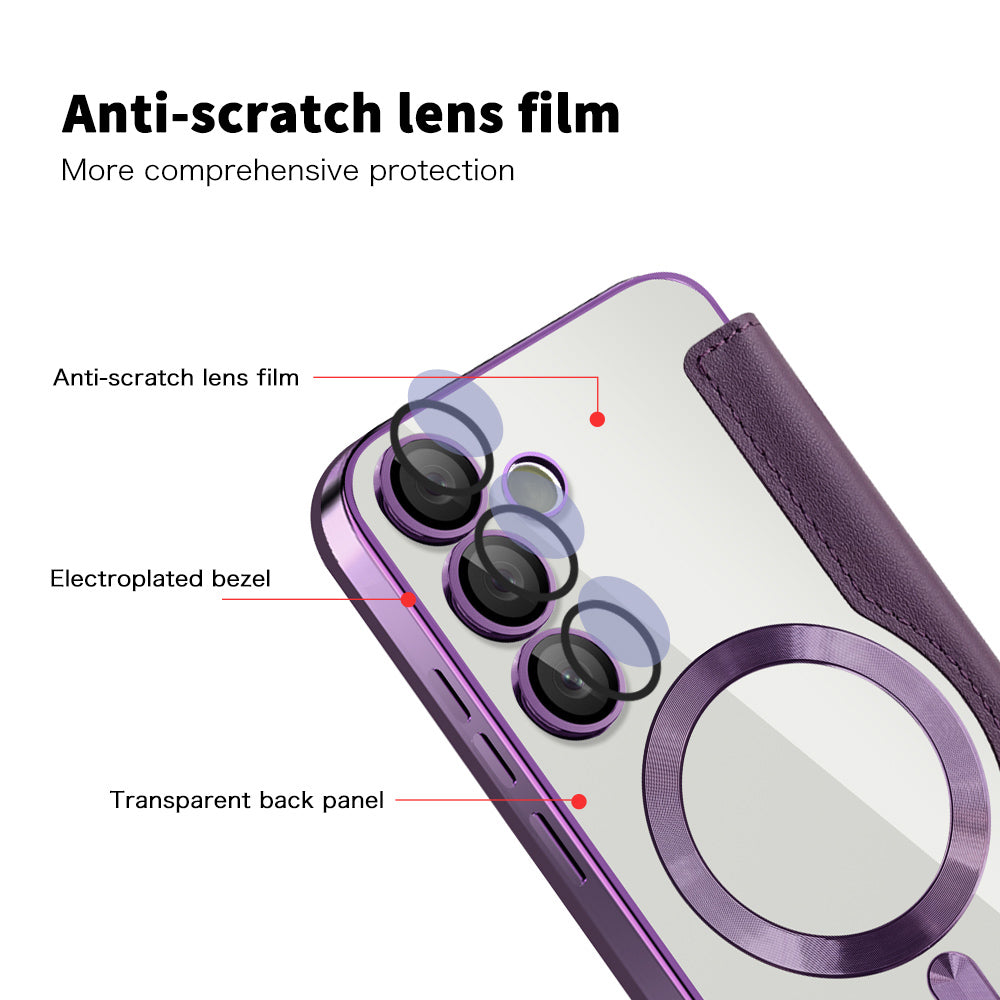 MagSafe Case for Samsung Galaxy S24 FE S721, Techsuit, SmartMag Book, Purple