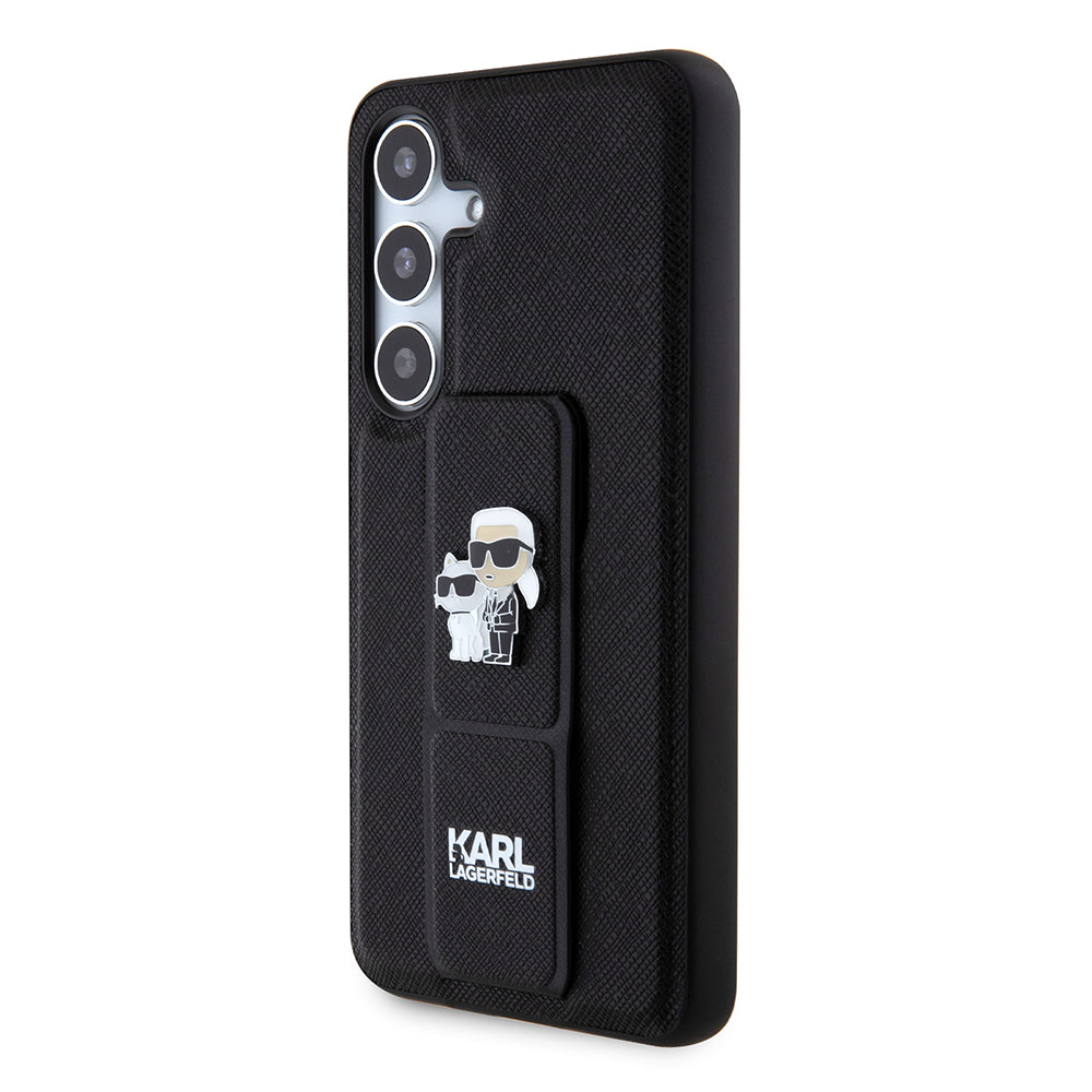 MagSafe Case for Samsung Galaxy S24 S921, Karl Lagerfeld, Saffiano Gripstand Karl & Choupette, Black