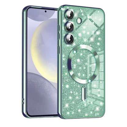 MagSafe Case for Samsung Galaxy S24 S921, Techsuit, Luxury Glitter, Light Green