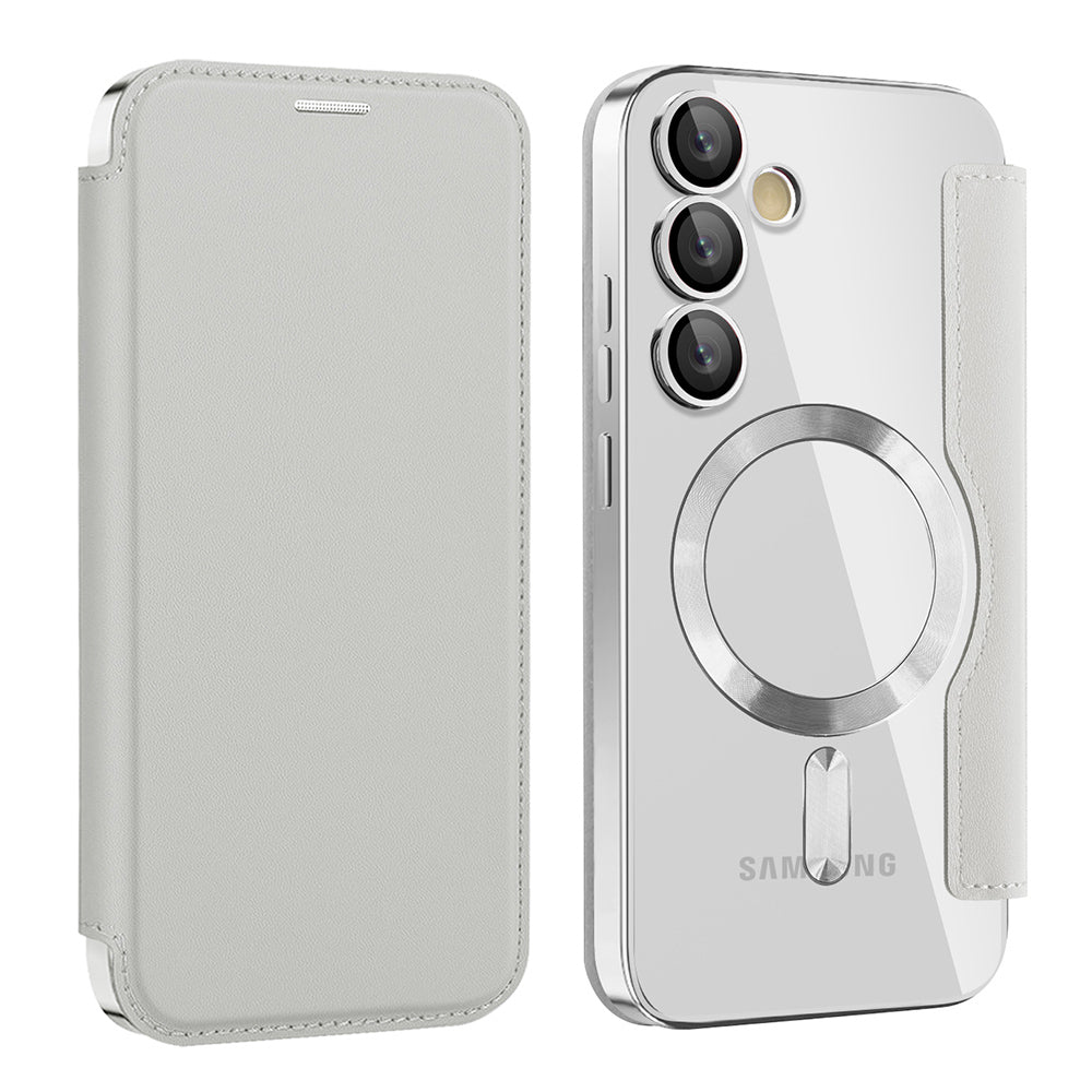 MagSafe Case for Samsung Galaxy S24 S921, Techsuit, SmartMag Book, Gray