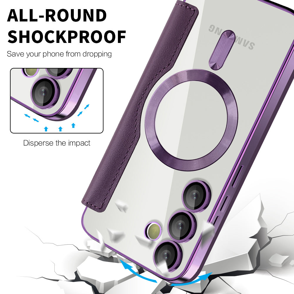 MagSafe Case for Samsung Galaxy S24 S921, Techsuit, SmartMag Book, Purple