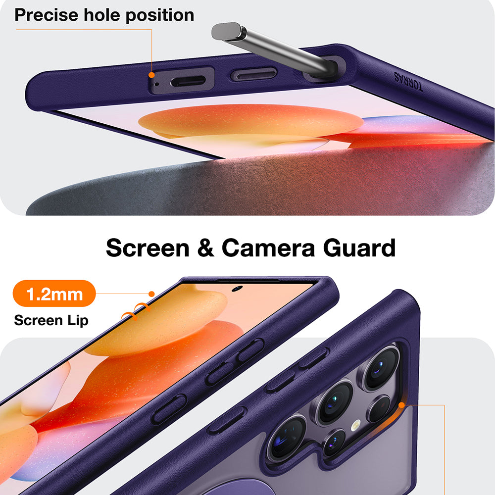 MagSafe Case for Samsung Galaxy S24 Ultra S928, Torras, Ostand Spin, Purple