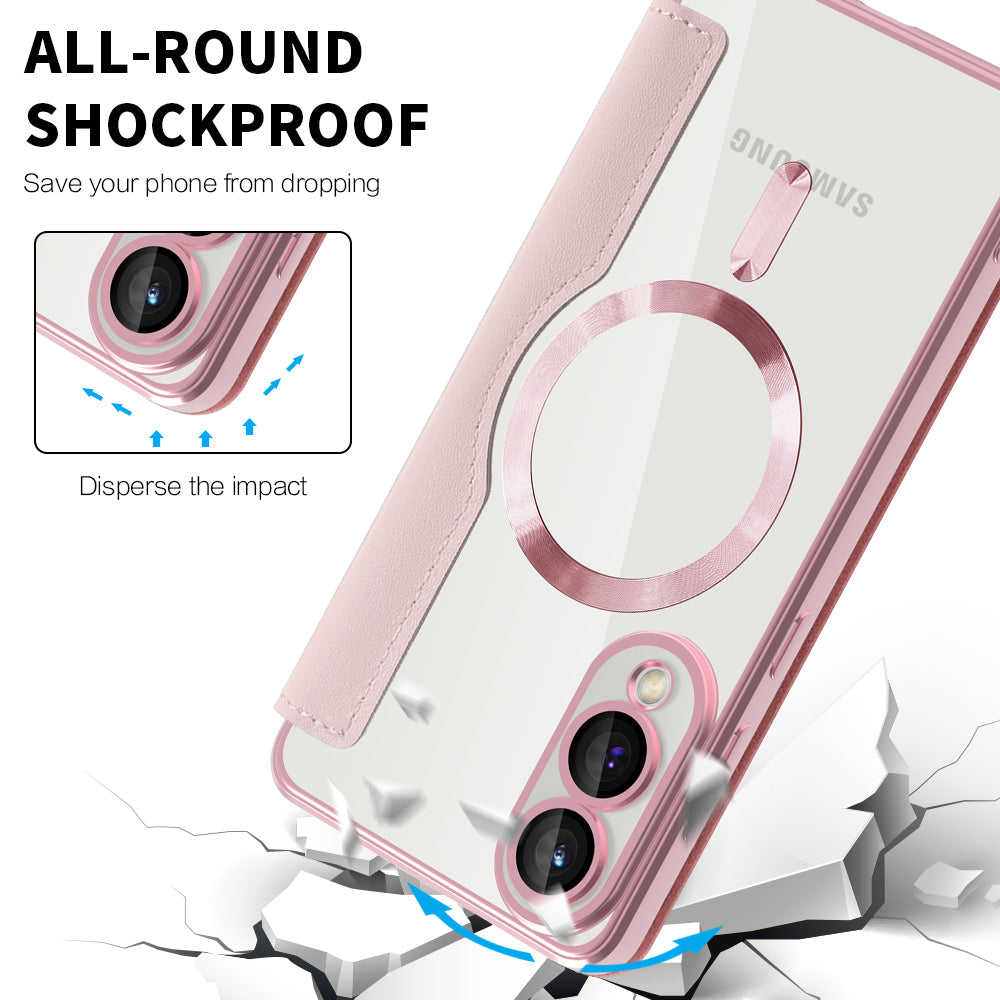 MagSafe Case for Samsung Galaxy S25 Edge S937, Techsuit, SmartMag Book, Pink