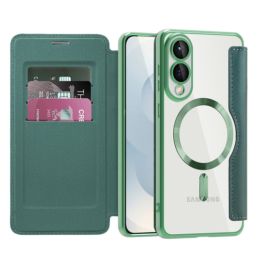 MagSafe Case for Samsung Galaxy S25 Edge S937, Techsuit, SmartMag Book, Green