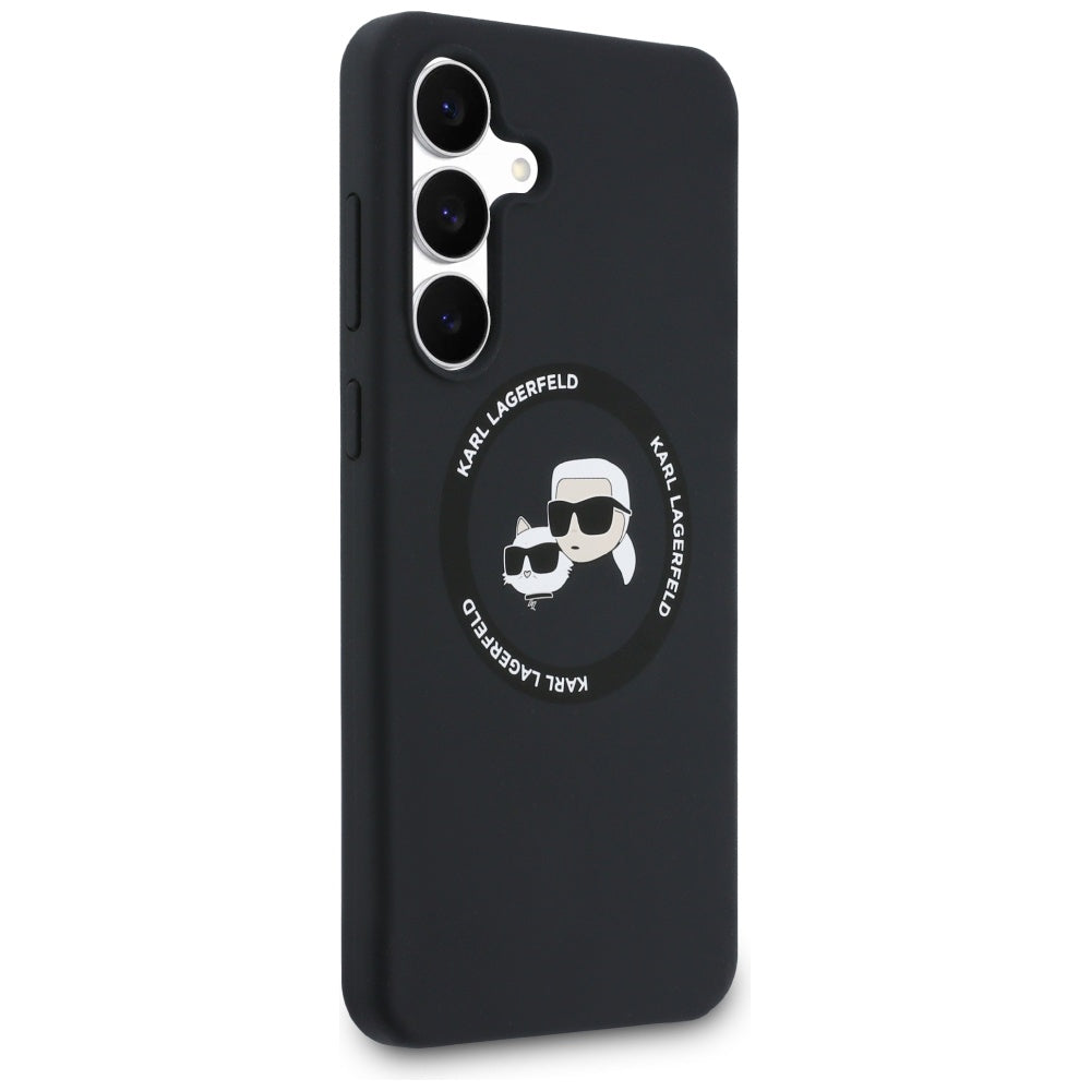 MagSafe Case for Samsung Galaxy S25 FE, Karl Lagerfeld, Silicone Karl & Choupette's Heads, Black