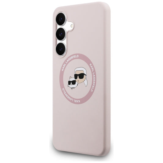 MagSafe Case for Samsung Galaxy S25 FE, Karl Lagerfeld, Silicone Karl & Choupette's Heads, Pink