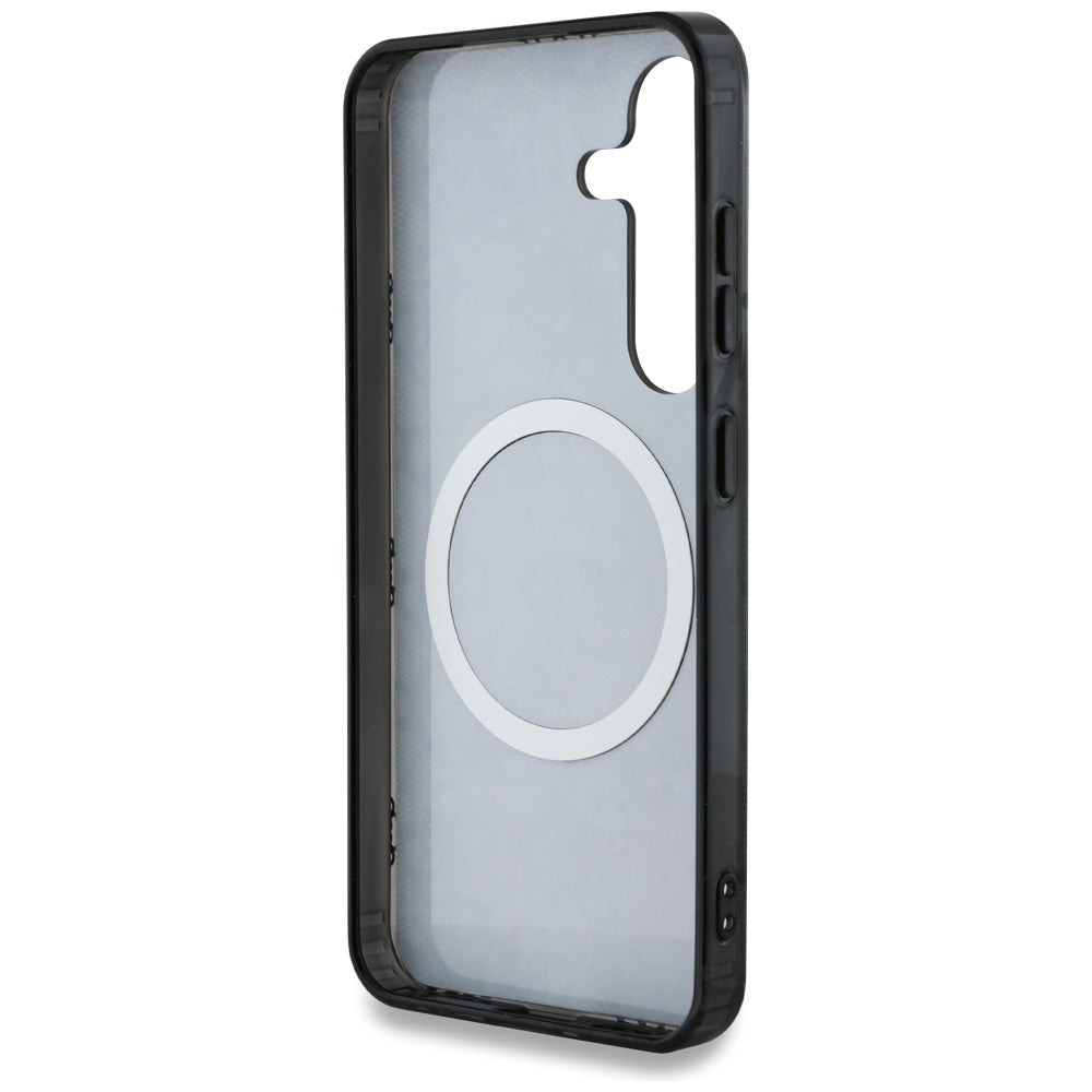 MagSafe Case for Samsung Galaxy S25 S931, Guess, IML Peony On 4G Background, Black