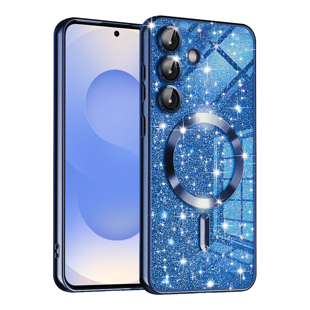 MagSafe Case for Samsung Galaxy S25 S931, Techsuit, Luxury Glitter, Dark Blue
