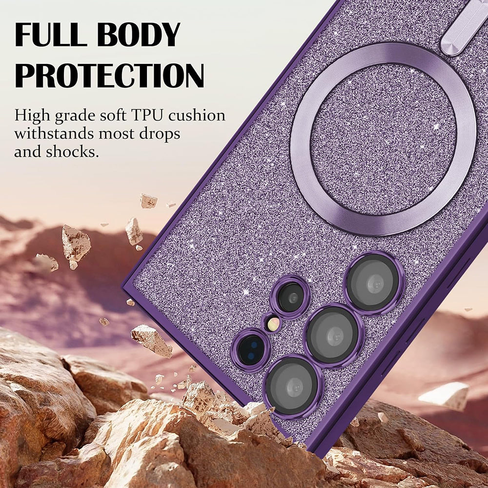 MagSafe Case for Samsung Galaxy S25 S931, Techsuit, Luxury Glitter, Dark Green