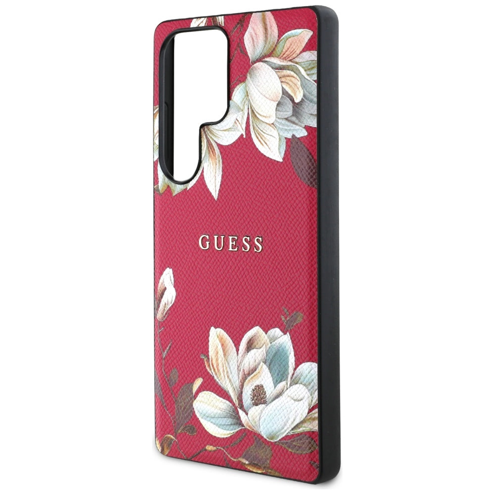 MagSafe Case for Samsung Galaxy S25 Ultra S938, Guess, Grained Flowers, Fuchsia
