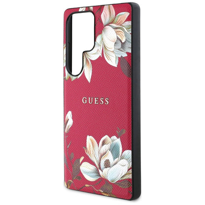 MagSafe Case for Samsung Galaxy S25 Ultra S938, Guess, Grained Flowers, Fuchsia