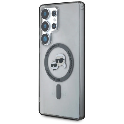 MagSafe Case for Samsung Galaxy S25 Ultra S938, Karl Lagerfeld, IML Metal Karl & Choupette's Heads, Black