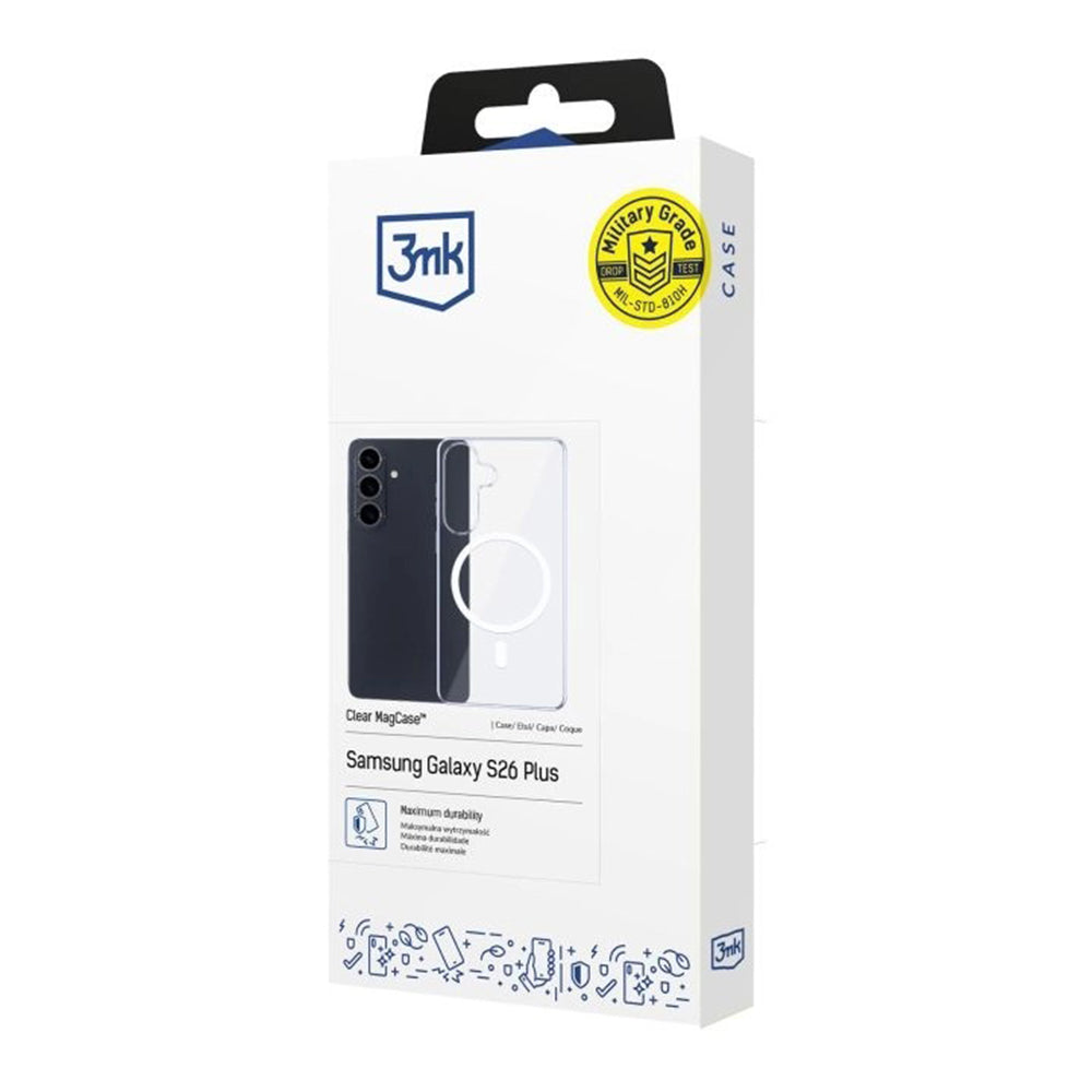 MagSafe Case for Samsung Galaxy S26 S942, 3MK, Clear MagCase, Transparent