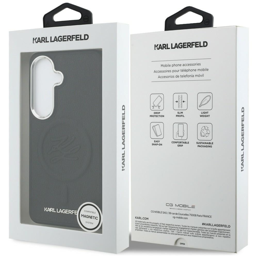 MagSafe Case for Samsung Galaxy S26 Plus S947, Karl Lagerfeld, Initial Logo Debossed, Black